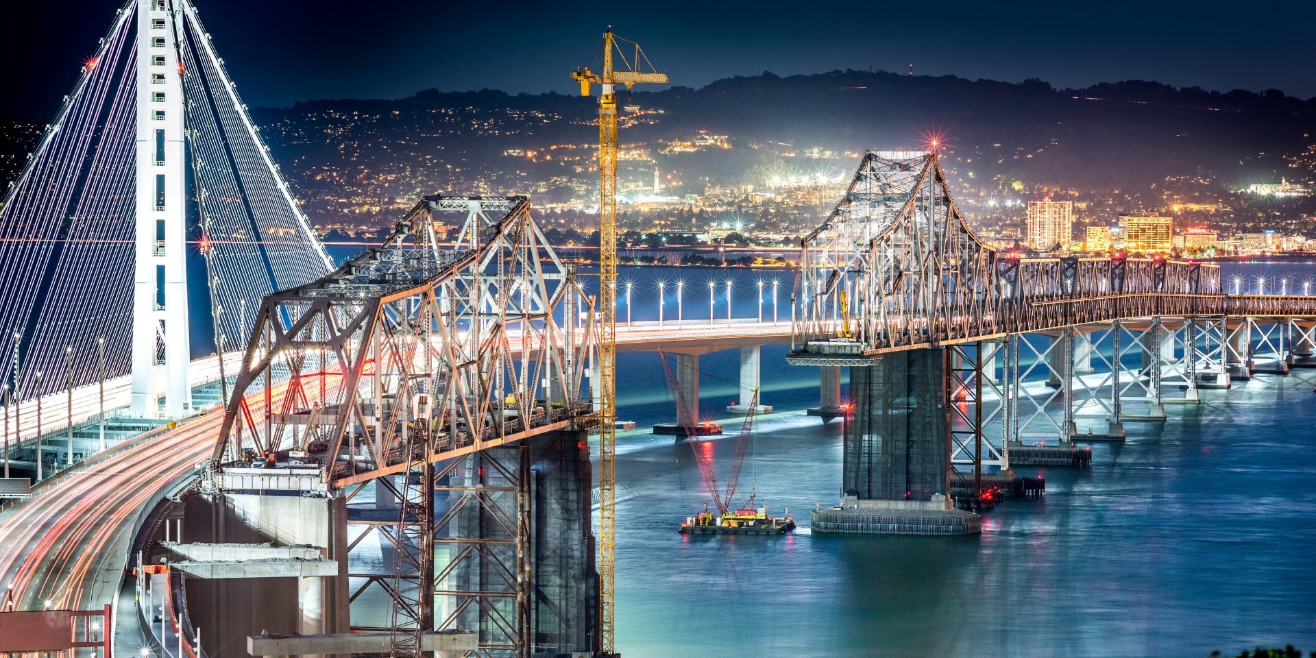 bridge construction at night